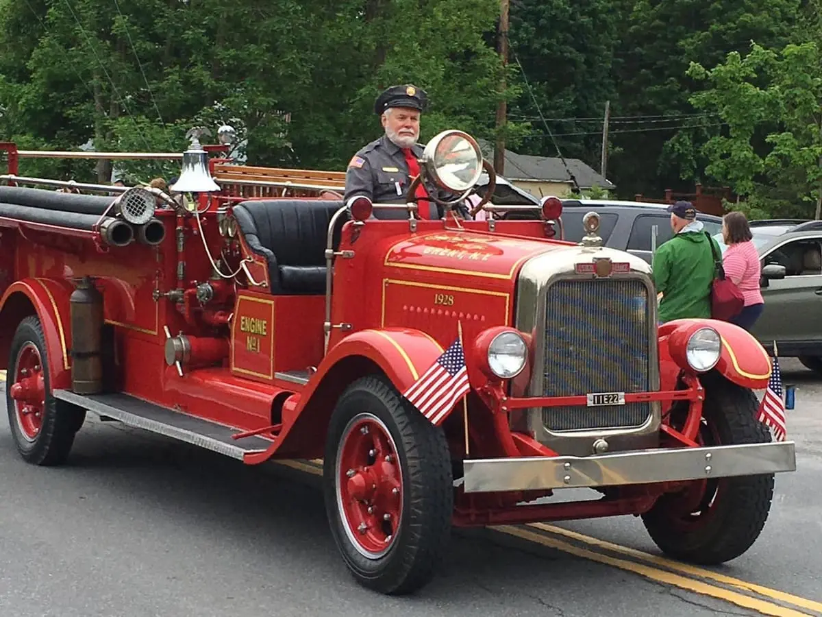 1928 American LaFrance — Engine No. 1 — Purchased new for $5,600 when the company incorporated in 1928, traded back in 1957, and restored.