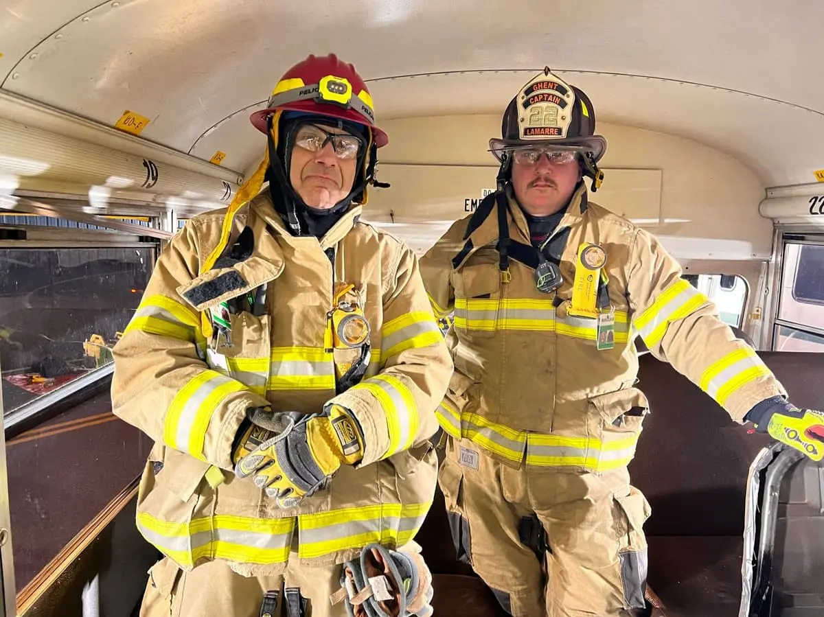 School Bus Extrication Drill — Practicing interior patient packaging and multi-responder coordination inside a school bus.