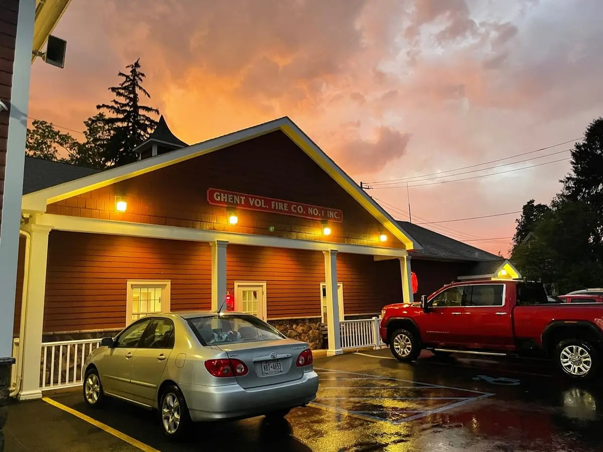 Station 1 at Sunset — Evening view of Ghent Volunteer Fire Company Station 1 on Route 66.